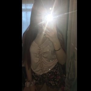 FINAL❗️ laced up light pink top